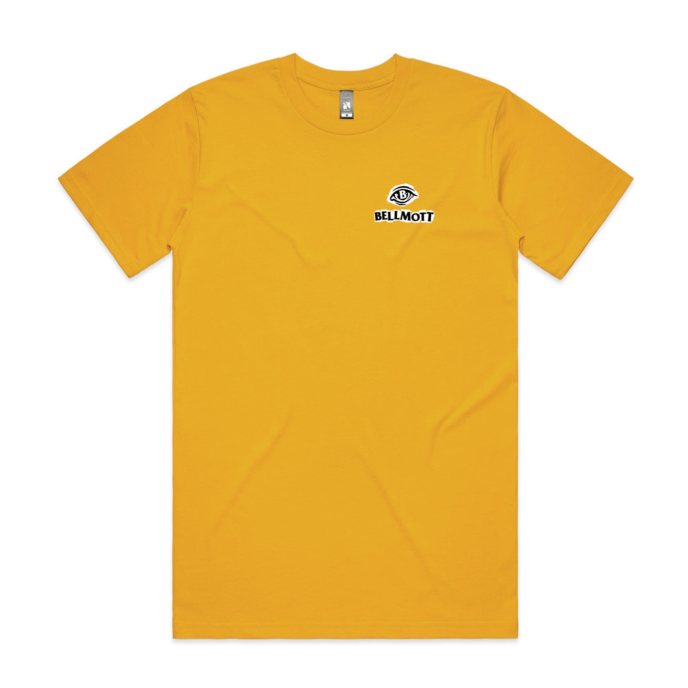 Yellow t shirt with Bellmott Screenprint